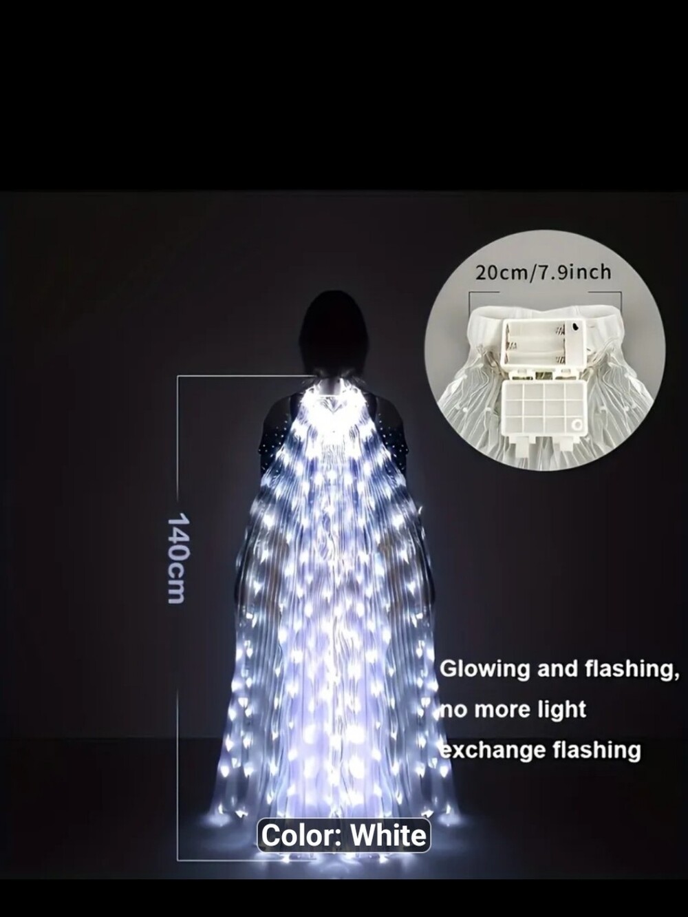 NEW LED ANGEL WINGS Abdominal Dance Wings, Lights It Is White Or MULTI COLOR!!! - Picture 13 of 16